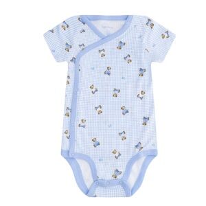 Ralph Lauren Polo Bear Gingham Kimono Snap Body Suit 18 months